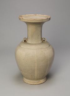 Trumpet-Mouthed Bottle with Abstract Floral Designs, Five Dynasties period (907-960). Creator: Unknown