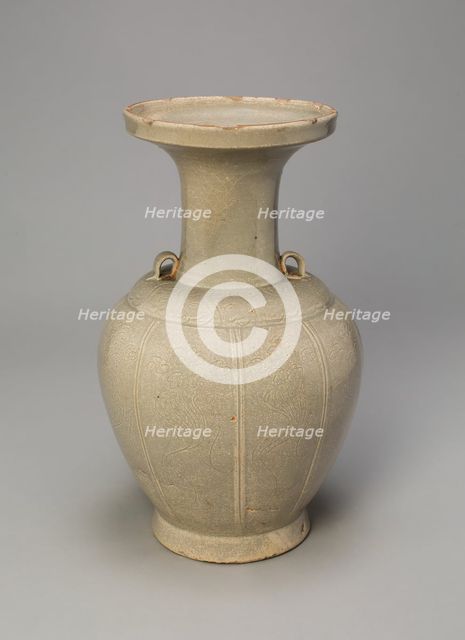 Trumpet-Mouthed Bottle with Abstract Floral Designs, Five Dynasties period (907-960). Creator: Unknown.