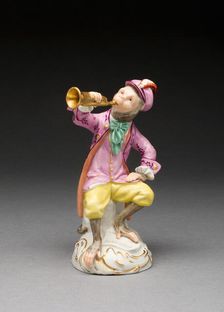 Trumpet Player, Vienna, c. 1760/70. Creator: Vienna State Porcelain Manufactory