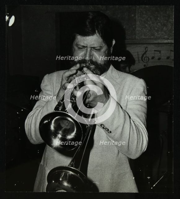 Trumpeter Bobby Shew performing at The Bell, Codicote, Hertfordshire, 19 May 1985. Creator: Denis Williams.