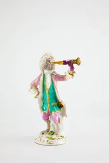 Trumpeter for the Monkey Band, Meissen, c. 1765. Creators: Meissen Porcelain, Johann Joachim Kaendler