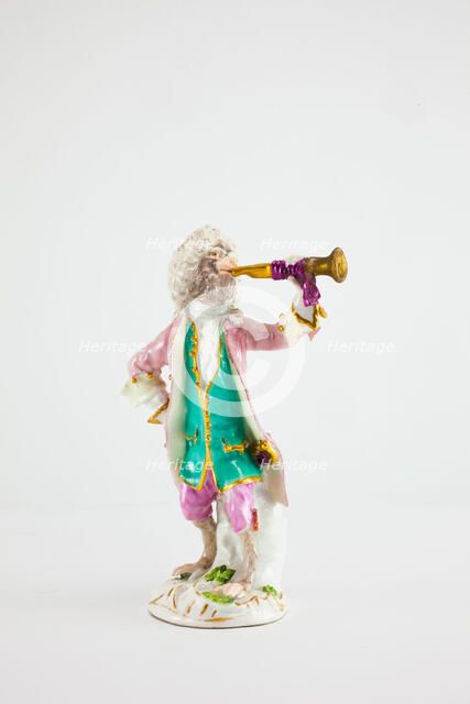 Trumpeter for the Monkey Band, Meissen, c. 1765. Creators: Meissen Porcelain, Johann Joachim Kaendler.