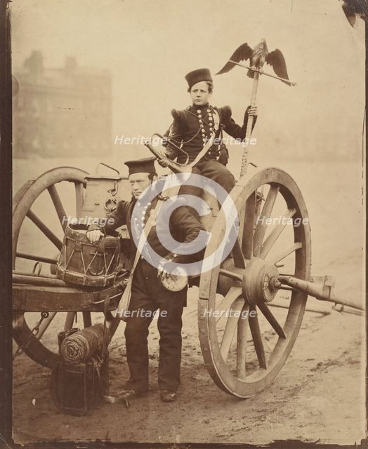 Trumpeter Gritten and Trumpeter Lang at Woolwich, 1856. Creator: Cundall & Howlett.