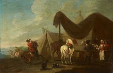 Trumpeter in Front of the Tent, 17th century. Creator: Unknown