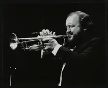 Trumpeter Keith Smith playing at Stevenage, Hertfordshire, 1984. Creator: Denis Williams