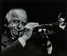 Trumpeter Kenny Baker playing at the Forum Theatre, Hatfield, Hertfordshire, 1978. Creator: Denis Williams