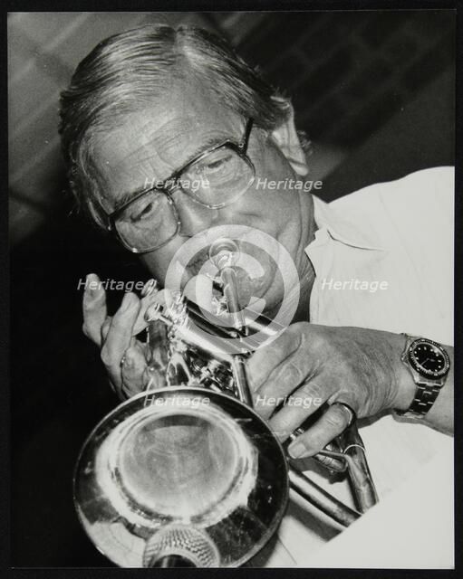 Trumpeter Leon Calvert playing at The Fairway, Welwyn Garden City, Hertfordshire, 1993. Artist: Denis Williams