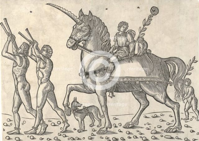 Trumpeters leading Ceasar on horseback, from 'The Triumphs of Caesar', 1504., Creator: Jacob von Strassburg.