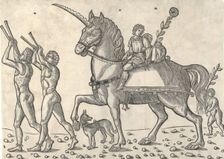 Trumpeters leading Ceasar on horseback, from The Triumphs of Caesar 1504., Creator: Jacob von Strassburg