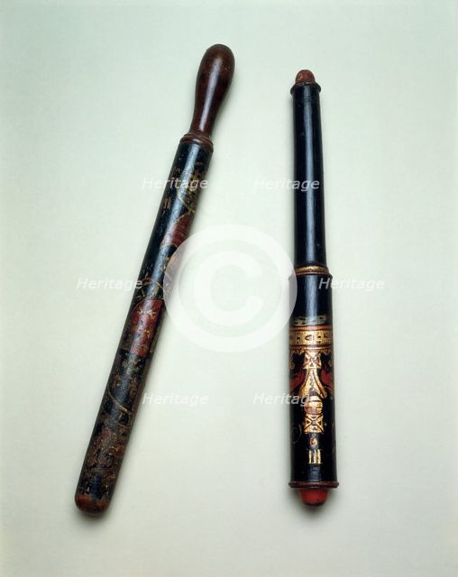 Truncheons carried by parish constables, 18th century. Creator: Unknown.