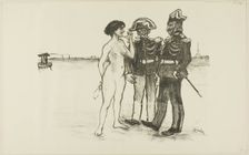 Truth and the Two Soldiers, 1891. Creator: Theophile Alexandre Steinlen
