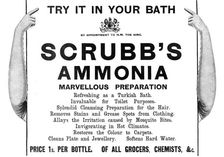 Try it in your bath: Scrubb's Ammonia - marvellous preparation, 1909. Creator: Unknown
