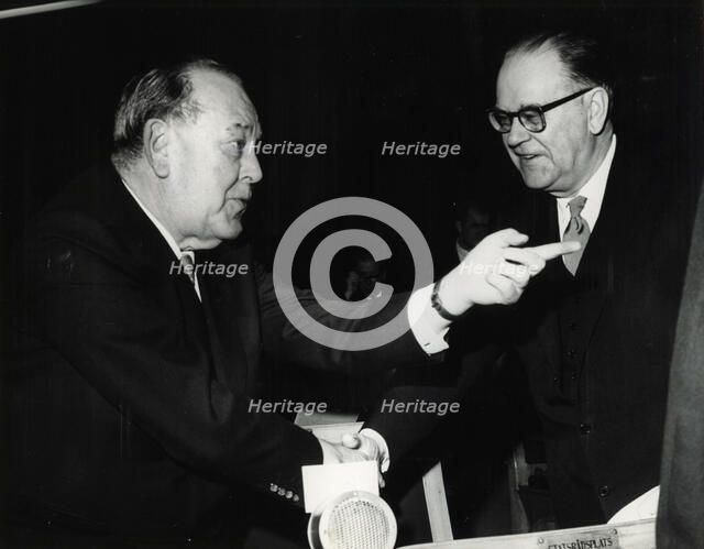 Trygve Lie, Norwegian politician, and Tage Erlander, Prime Minister of Sweden, 15 February 1964. Artist: Unknown
