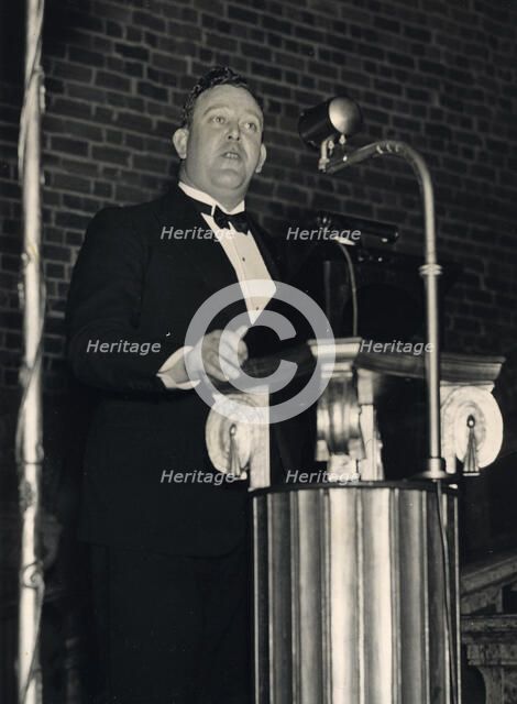Trygve Lie, Norwegian politician, making a speech, Stockholm, Sweden, 3 March 1939. Artist: Karl Sandels