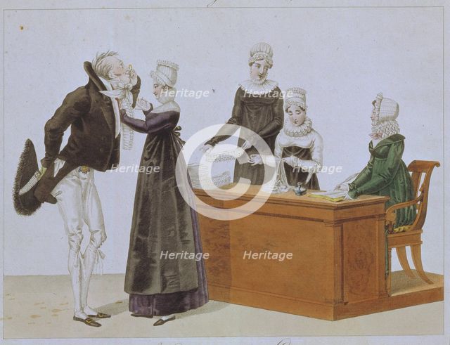Trying on Jabot, c. 1815. Artist: Anonymous  