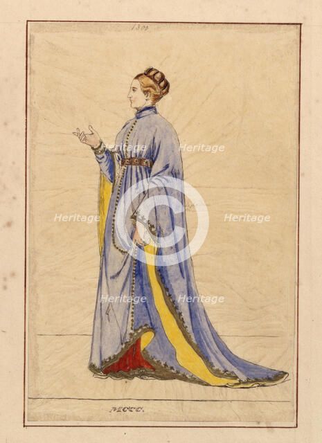 Tracing of a medieval Florentine lady, pre-1849.  Creator: John Everett Millais.