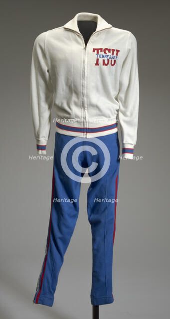 Track suit for the TSU Tigerbelles worn by Chandra Cheeseborough, 1977. Creator: Sand-Knit.