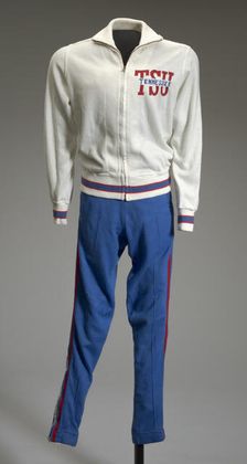 Track suit for the TSU Tigerbelles worn by Chandra Cheeseborough, 1977. Creator: Sand-Knit