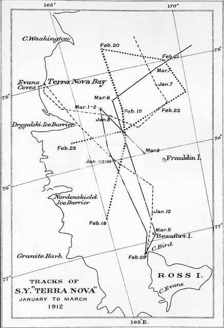 'Tracks of S.Y. Terra Nova - January to March 1912', 1913. Artist: Unknown.