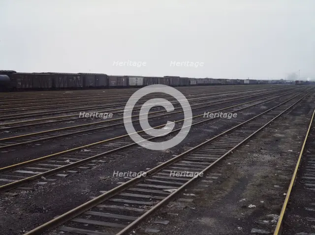 Tracks at Proviso yard of C & NW RR, Chicago, Ill., 1943. Creator: Jack Delano.