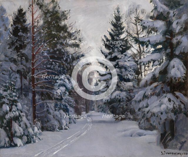 Tracks in the Snow, 1928. Artist: Zhukovsky, Stanislav Yulianovich (1873-1944)