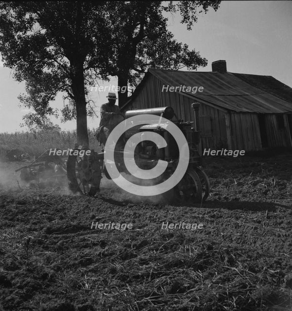 Tractor and driver on the Aldridge Plantation, Mississippi, 1937. Creator: Dorothea Lange.