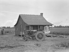 Tractors with pneumatic tires are replacing mules on the Delta plantations, Arkansas, 1939. Creator: Dorothea Lange