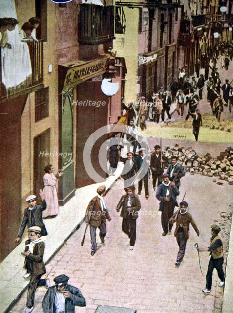 Tragic Week, barricades and demonstrations in the streets of Barcelona (26 to 31 July 1909).