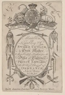 Trade Card Bearing the Name of the Late Gunmaker John Knubley (1750-1795), ca. 17..., ca. 1795-1804. Creator: Anon