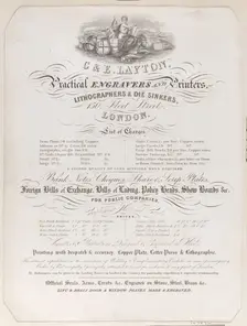 Trade Card for Charles and Edwin Layton, Engravers and Printers, ca. 1800., ca. 1800. Creator: Anon