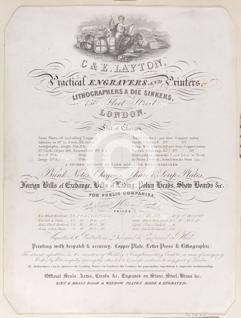 Trade Card for Charles and Edwin Layton, Engravers and Printers, ca. 1800., ca. 1800. Creator: Anon.