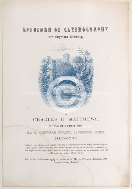 Trade Card for Charles H. Matthews, glyphographic draughtsman, 19th century. Creator: Anon.