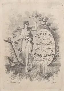 Trade Card for Croydon, Printer, Bookseller, and Umbrella Maker, 19th century., 19th century. Creator: T. Rickard