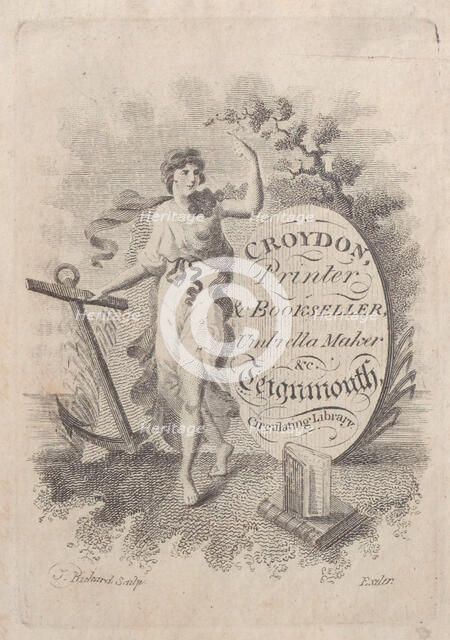 Trade Card for Croydon, Printer, Bookseller, and Umbrella Maker, 19th century., 19th century. Creator: T. Rickard.