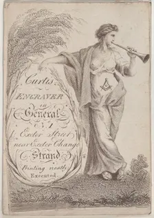 Trade Card for Curtis, Engraver, 19th century. Creator: Anon