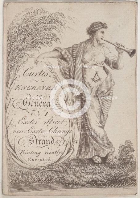Trade Card for Curtis, Engraver, 19th century. Creator: Anon.