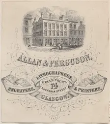 Trade Card for Allan & Ferguson, Engravers, Lithographers & Printers, 19th century., 19th century. Creator: Anon