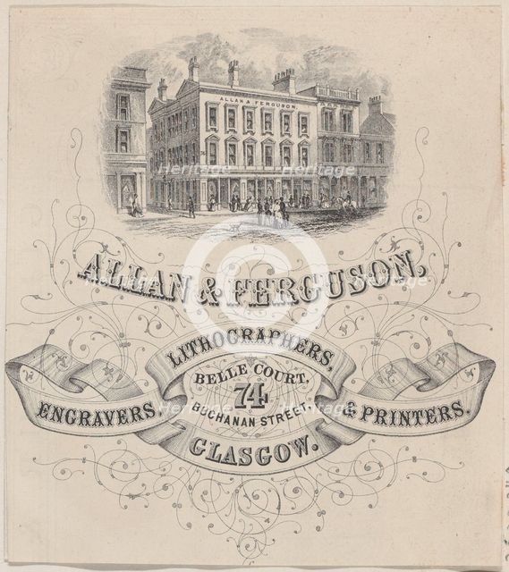 Trade Card for Allan & Ferguson, Engravers, Lithographers & Printers, 19th century., 19th century. Creator: Anon.