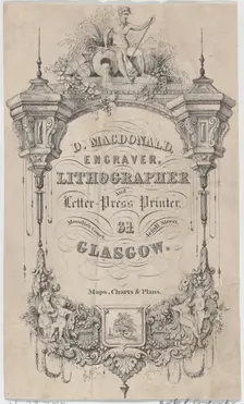 Trade Card for D. MacDonald, Engraver, Lithographer & Letter Press..., late 18th-early 19th century. Creator: Anon