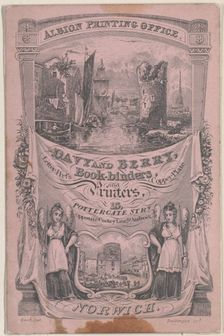 Trade card for Davy and Berry, Book-Binder and Printer, 19th century. Creator: Dallinger