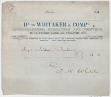 Trade Card for Dr. Whitaker & Co., Lithogravers, Engravers and Printers, 19th century., 19th century Creator: Anon