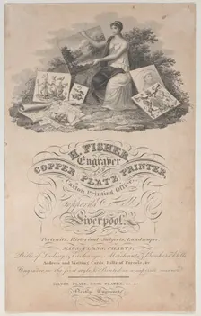 Trade Card for H. Fisher, Engraver and Copper Plate Printer, 18th century. Creator: Anon