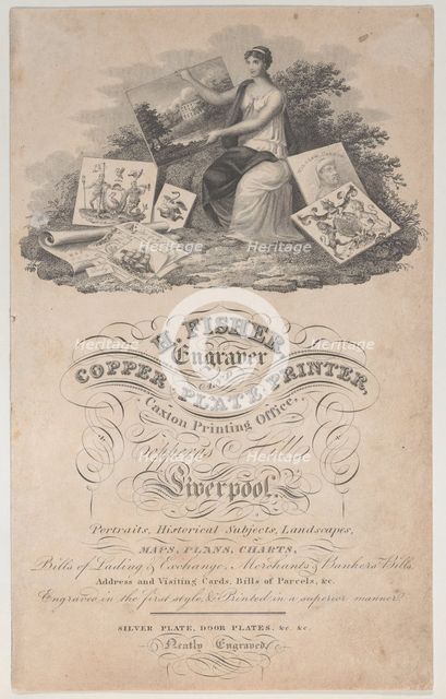 Trade Card for H. Fisher, Engraver and Copper Plate Printer, 18th century. Creator: Anon.