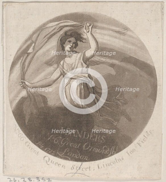 Trade Card for J. Sanders, Printmaker, 1782. Creator: Anon.