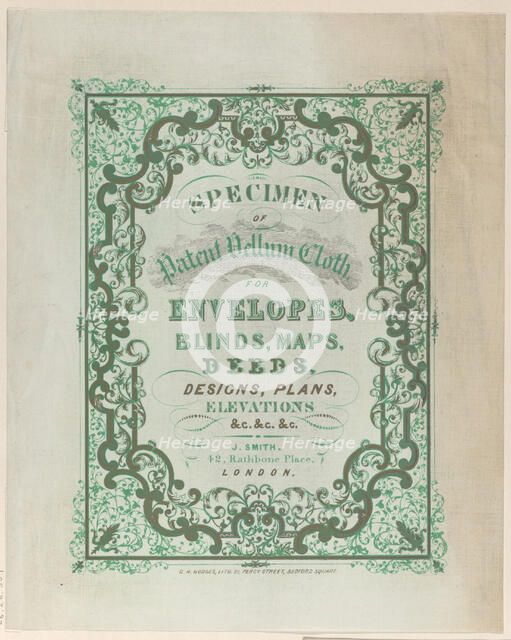 Trade Card for J. Smith, Printer, 19th century. Creator: Anon.