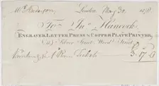 Trade Card for John Hancock, Engraver, Letter Press & Copper Plate Printer, 1818., 1818. Creator: Anon