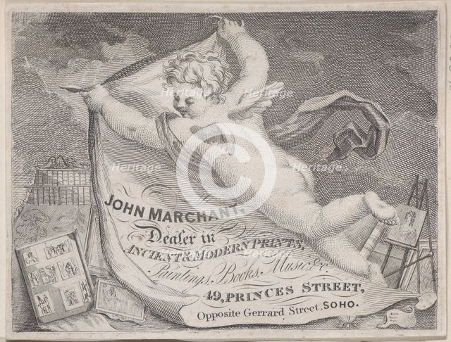 Trade Card for John Marchant, Print Dealer, 19th century. Creator: Anon.