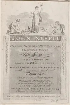 Trade Card for John Steell, Carver, Gilder, and Printseller, 19th century., 19th century. Creator: Anon
