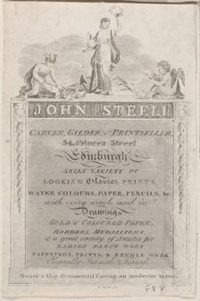 Trade Card for John Steell, Carver, Gilder, and Printseller, 19th century., 19th century. Creator: Anon