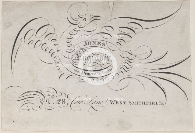 Trade Card for Jones, Engraver and Printer, 19th century. Creator: Anon.